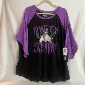 Torrid X Disney Ursula Classic Fit Cotton Raglan Top- Size 4X - NEW!
